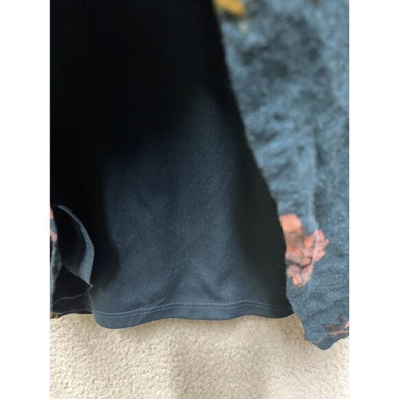 Xhilaration Teal Floral Print Babydoll Dress Small S Long Sleeve Mini Cross Back - Picture 6 of 10